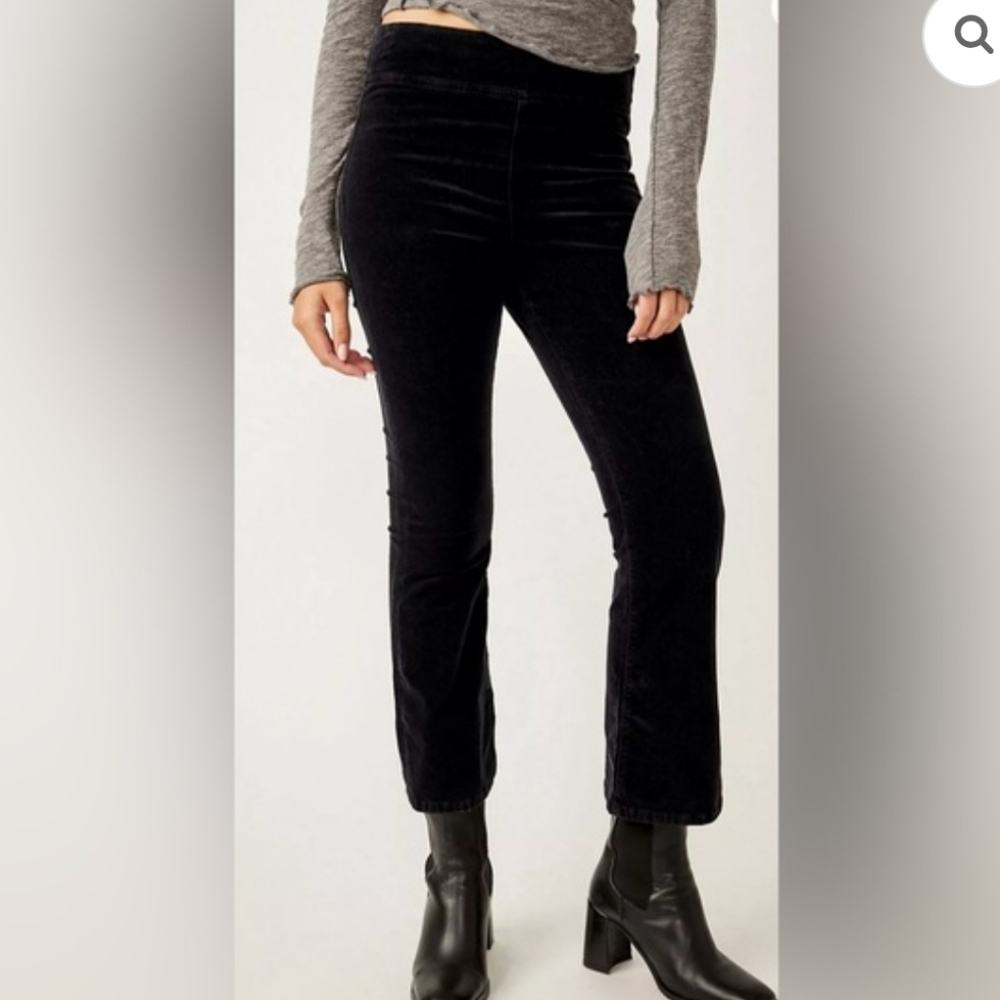 FREE PEOPLE PANTS NWT Size M Mid Rise Cropped Boot In My Feelings Black Punk
